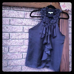 Satin Ruffle Sleeveless Top